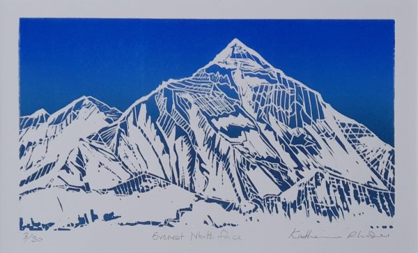 Everest North (original linocut print)