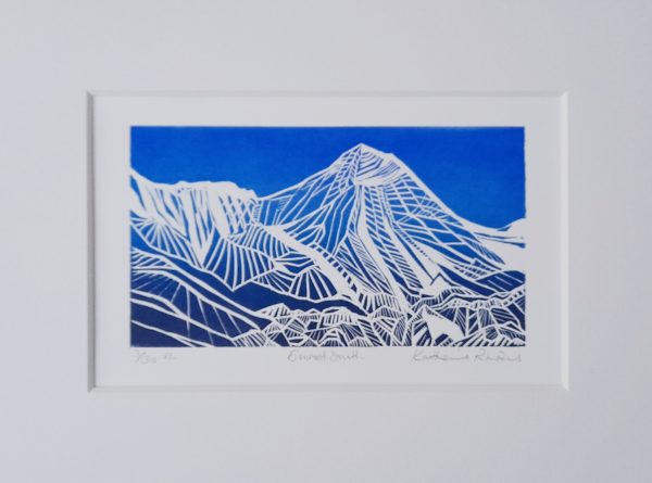 Everest - South (original linocut print)