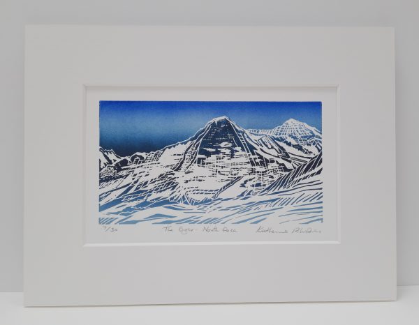 The Eiger - North face (original linocut print) - Image 2