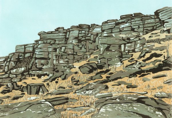 Tower Face - Stanage Edge (original linocut print)