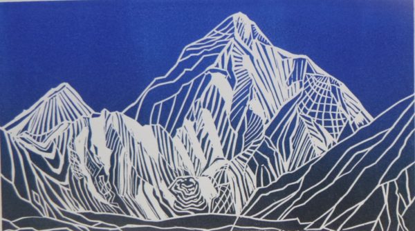 "K2" (Original linocut print on paper)