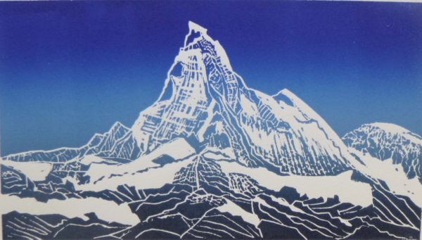 "The Matterhorn" (Original linocut print on paper)